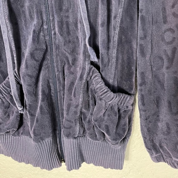 VINTAGE Juicy Couture 90s Y2K Velour Jacket Full Zip Juicy All Over Medium Blue - Picture 4 of 8